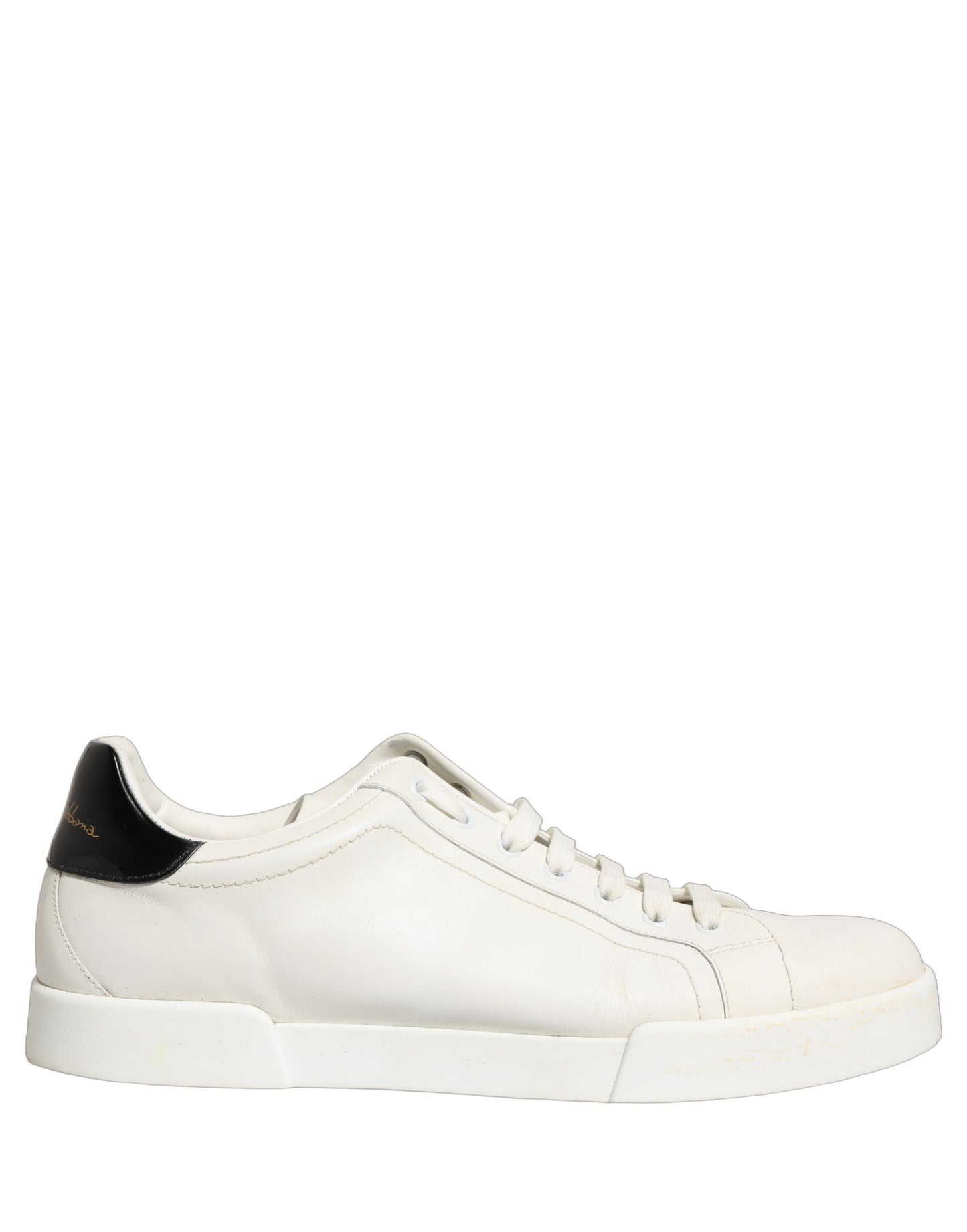 White Black Leather Lace Up Sneakers Shoes
