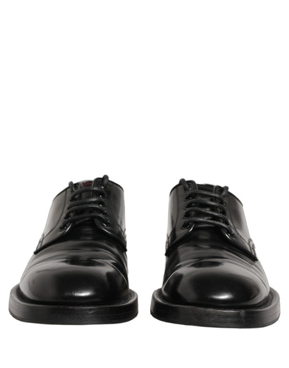 Black Leather Lace Up Derby Dress Men Shoes