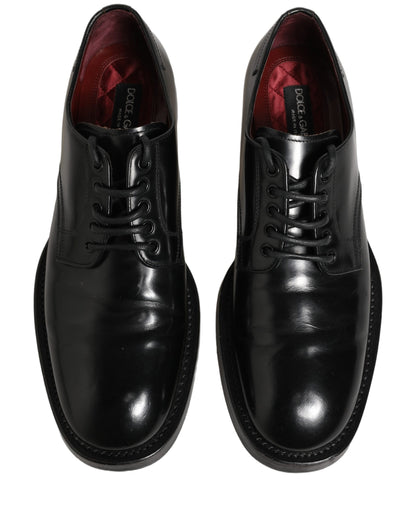 Black Leather Lace Up Derby Dress Men Shoes