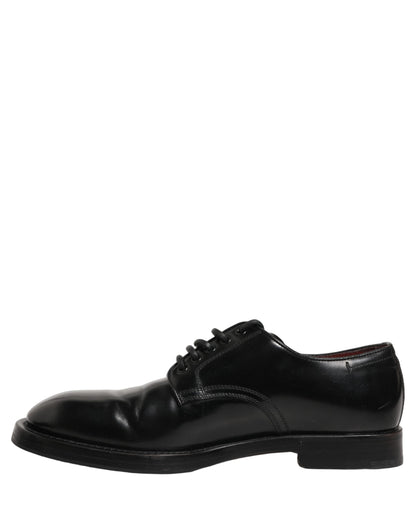 Black Leather Lace Up Derby Dress Men Shoes