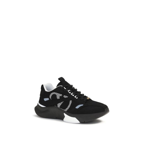 Black Polyester Athletic Sneakers