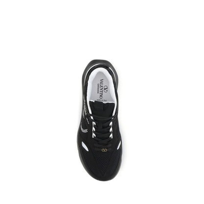 Black Polyester Athletic Sneakers