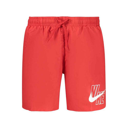 Red Polyester Men's Swimwear