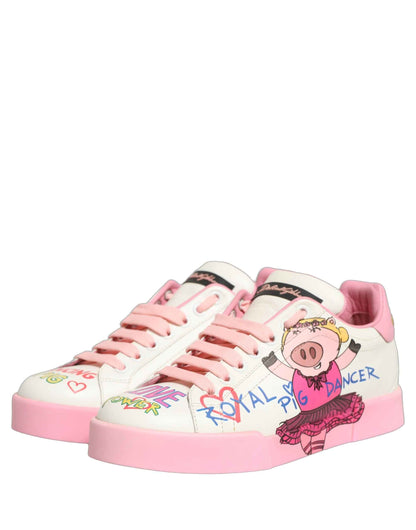 White Pink Portofino Royal Pig Sneakers Shoes