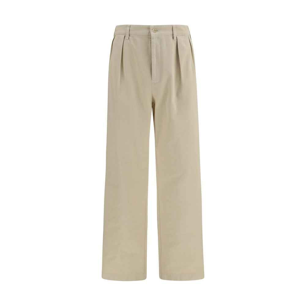 Beige Cotton Casual Pants