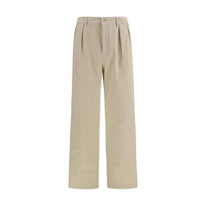 Beige Cotton Casual Pants