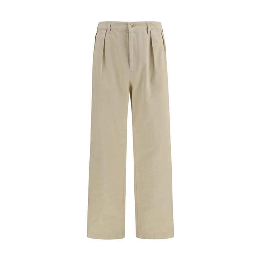 Beige Cotton Casual Pants