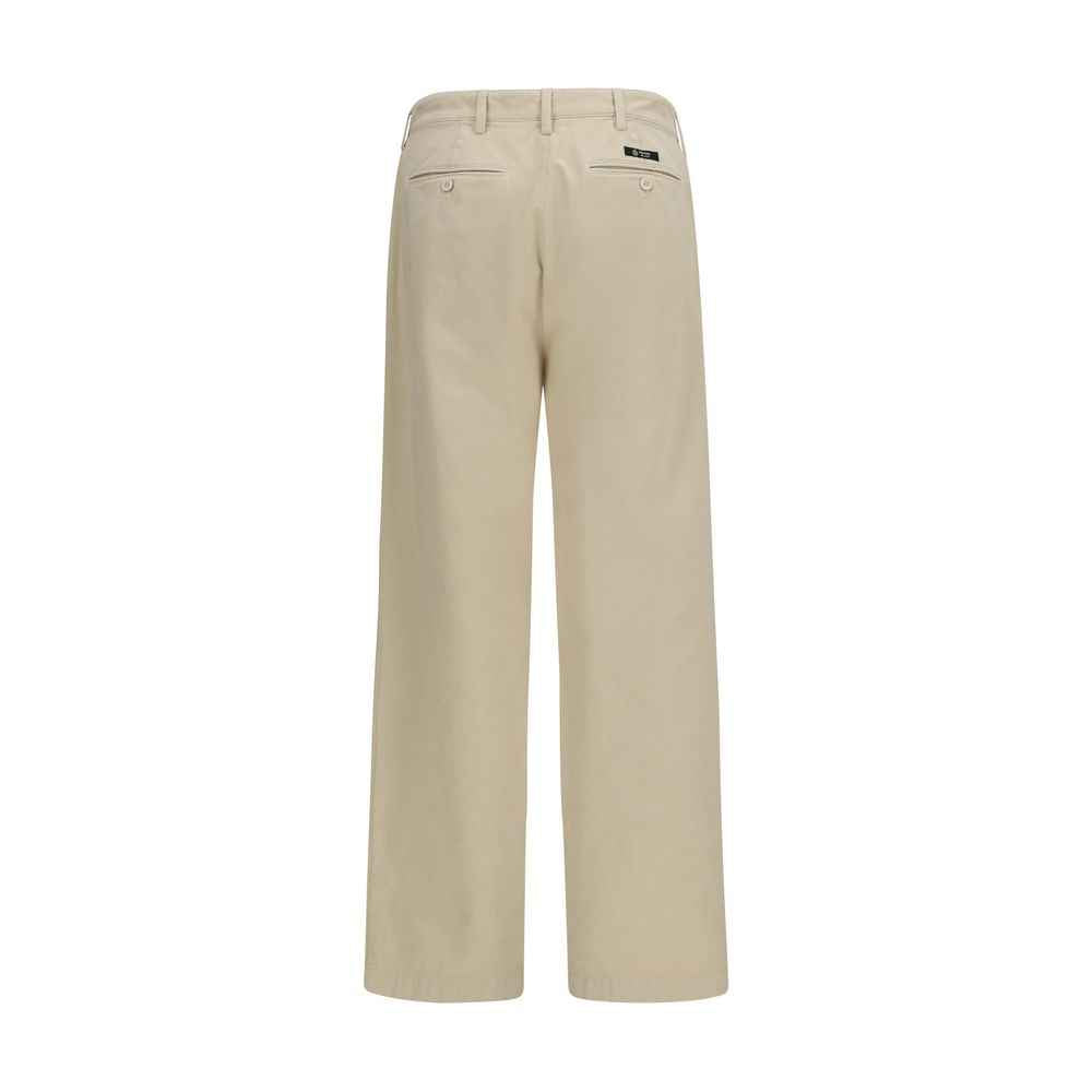 Beige Cotton Casual Pants