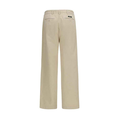 Beige Cotton Casual Pants