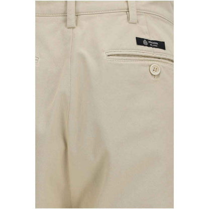Beige Cotton Casual Pants