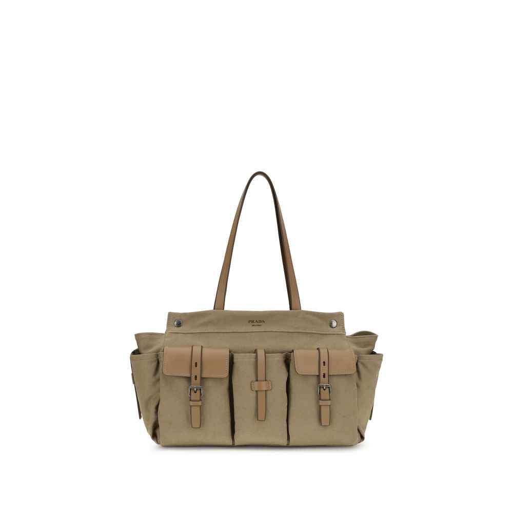 Bicolor Cotton Shoulder Bag