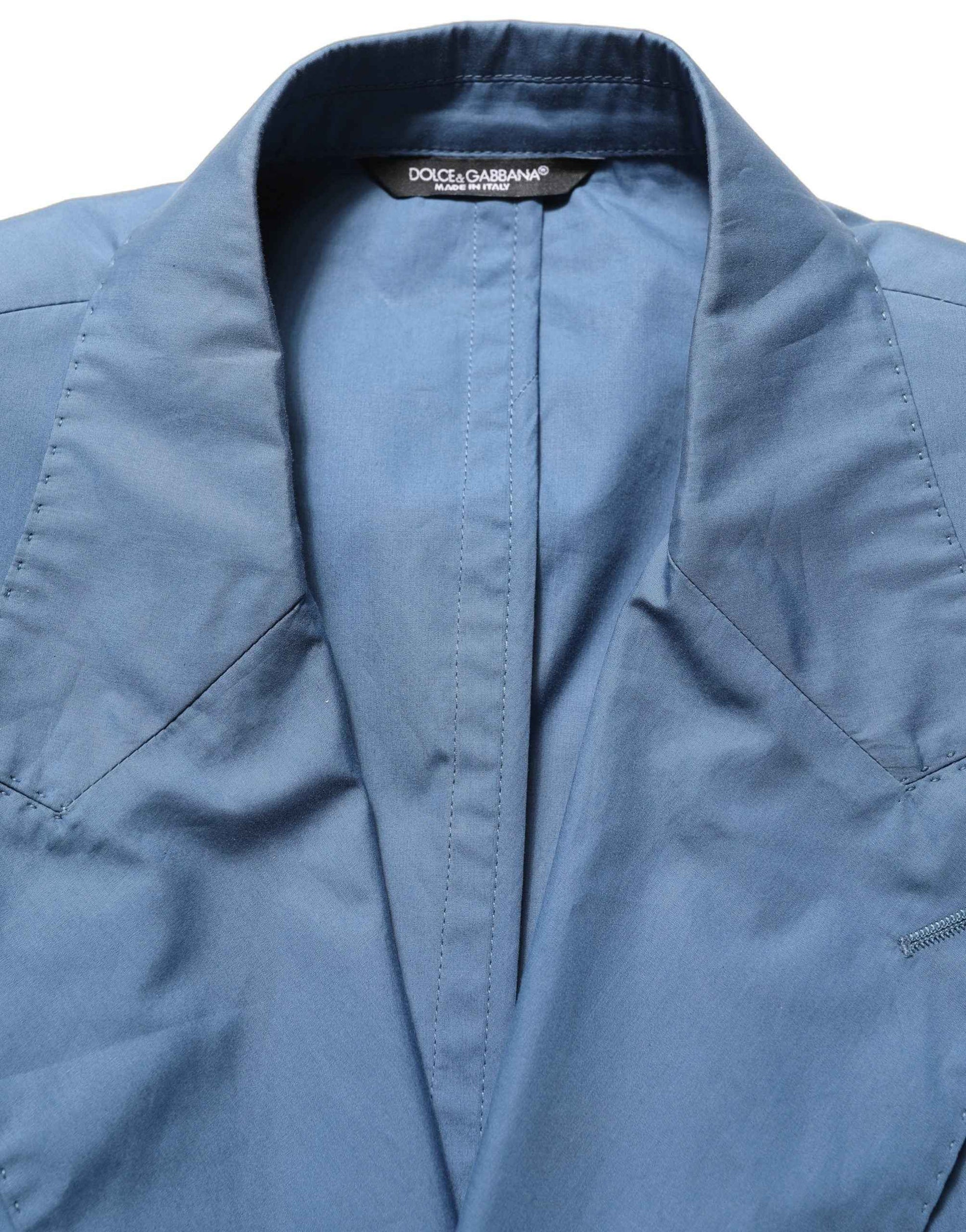 Blue Cotton Double Breasted Men Coat Blazer