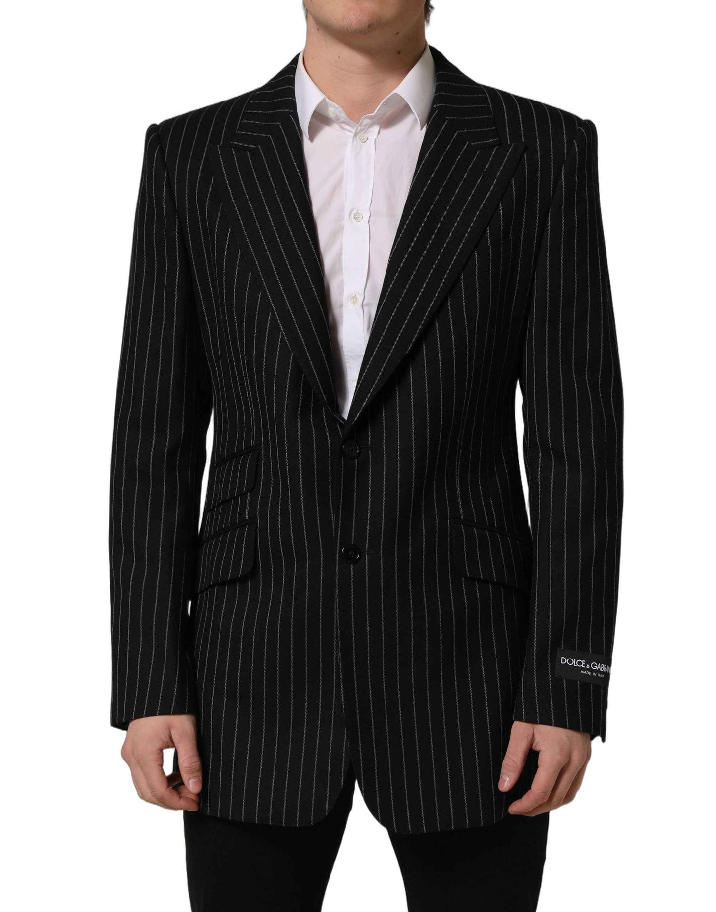 Black Stripes Wool Single Breasted Blazer