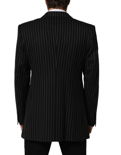 Black Stripes Wool Single Breasted Blazer