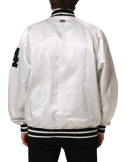 White DG Logo Polyester JerseyBomber Jacket