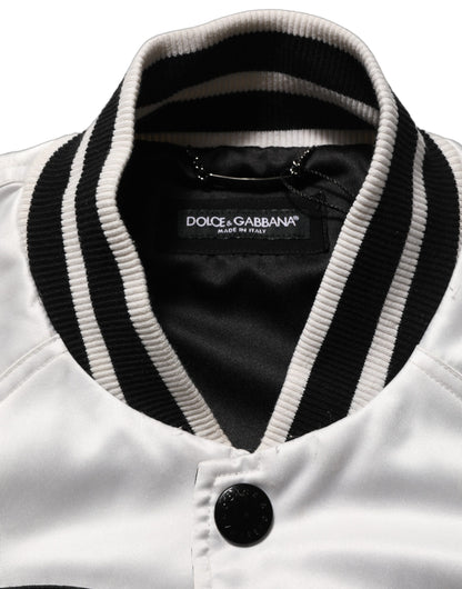 White DG Logo Polyester JerseyBomber Jacket
