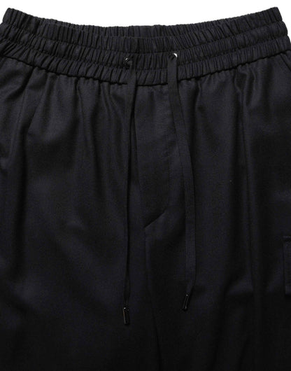 Black Mid Waist Cargo Jogger Sweatpants Pants