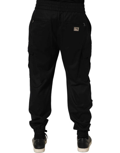 Black Mid Waist Cargo Jogger Sweatpants Pants