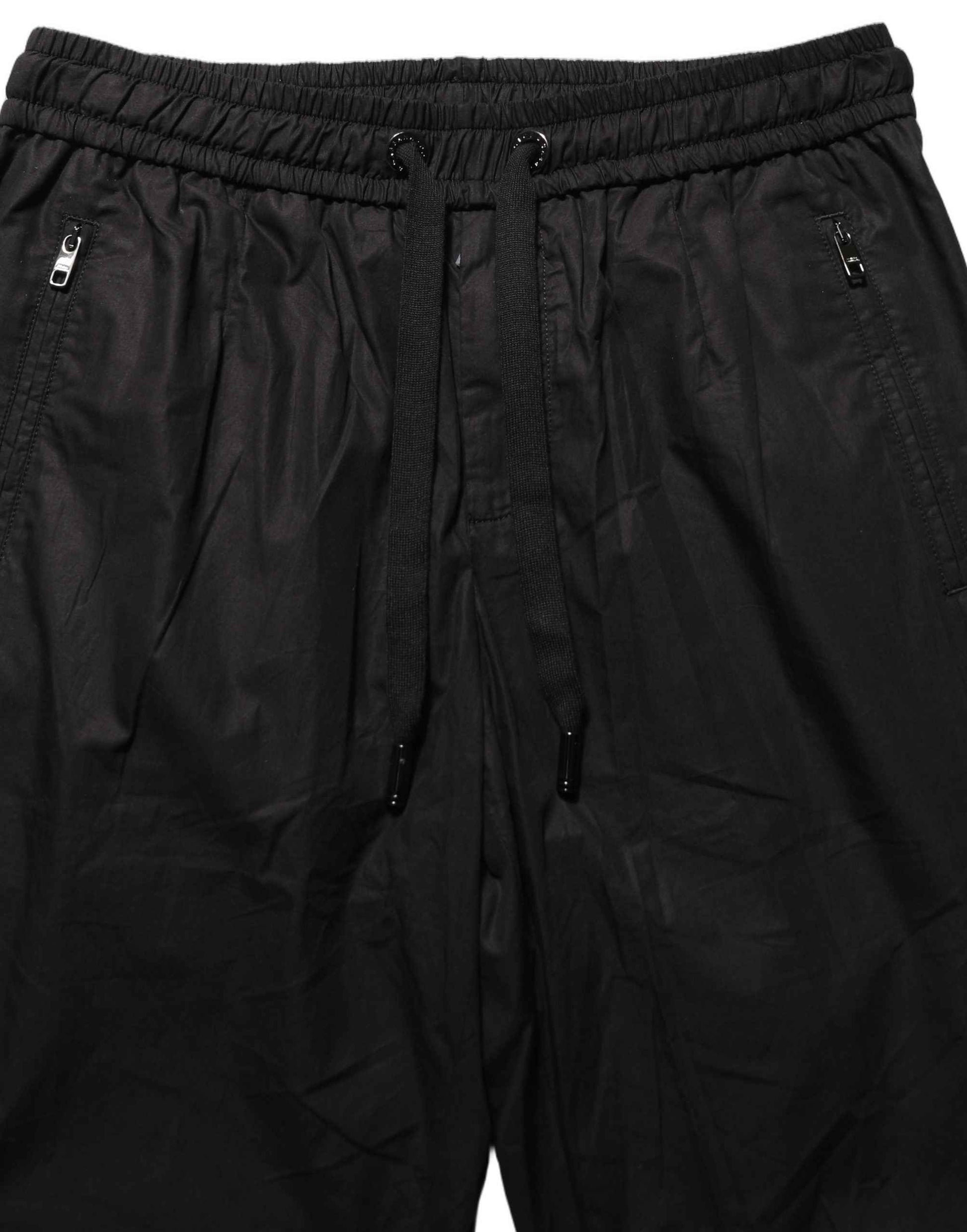 Black Cotton Mid Waist Jogger Sweatpants Pants