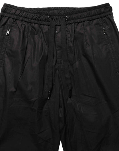 Black Cotton Mid Waist Jogger Sweatpants Pants