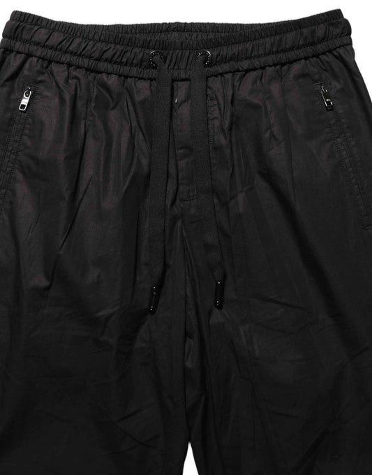Black Cotton Mid Waist Jogger Sweatpants Pants