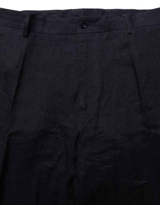 Black Linen Straight Leg Dress Trouser Pants