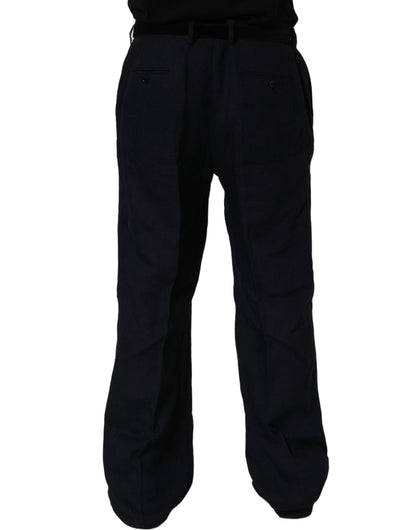 Black Linen Straight Leg Dress Trouser Pants