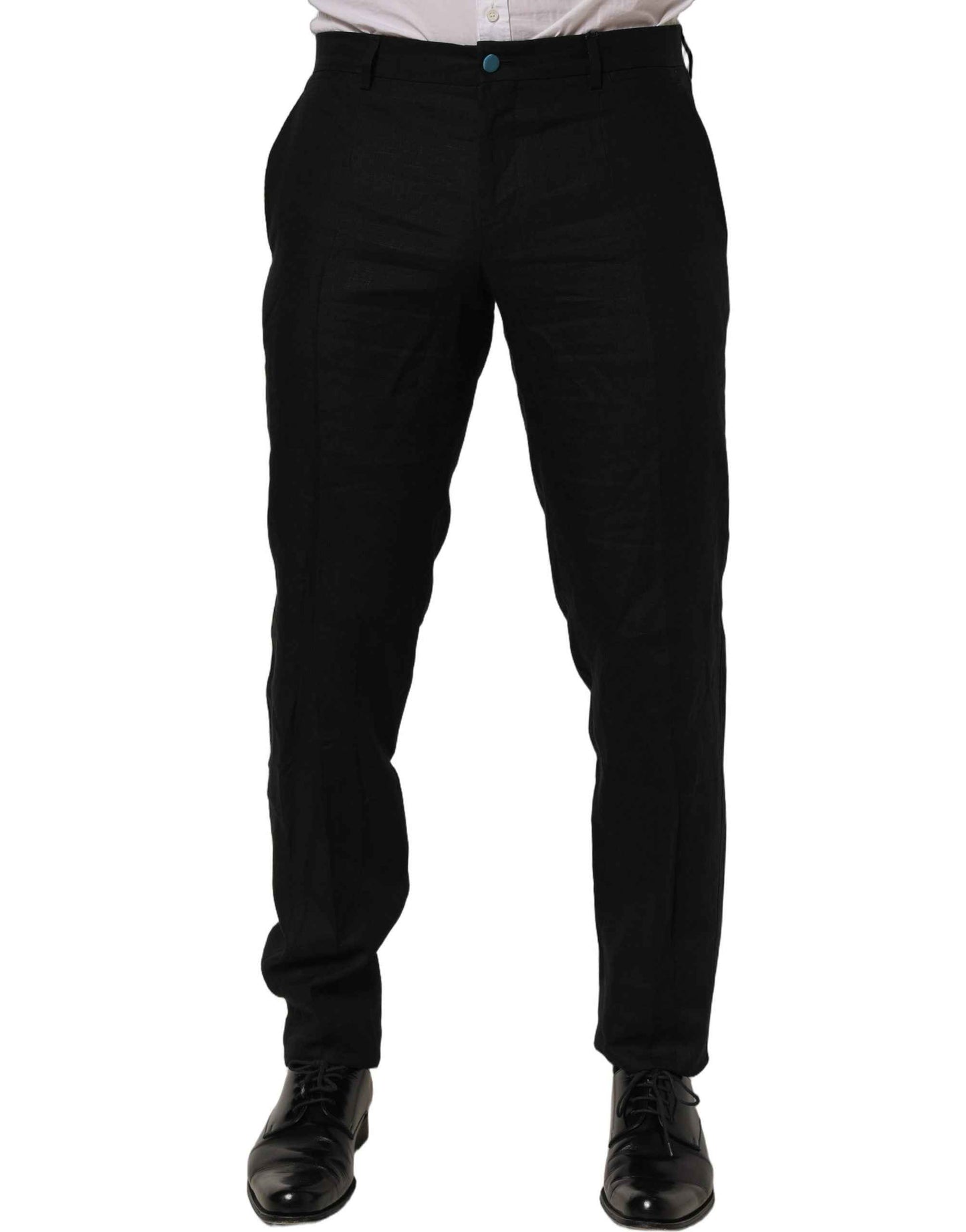 Black Linen Skinny Leg Dress Trouser Pants