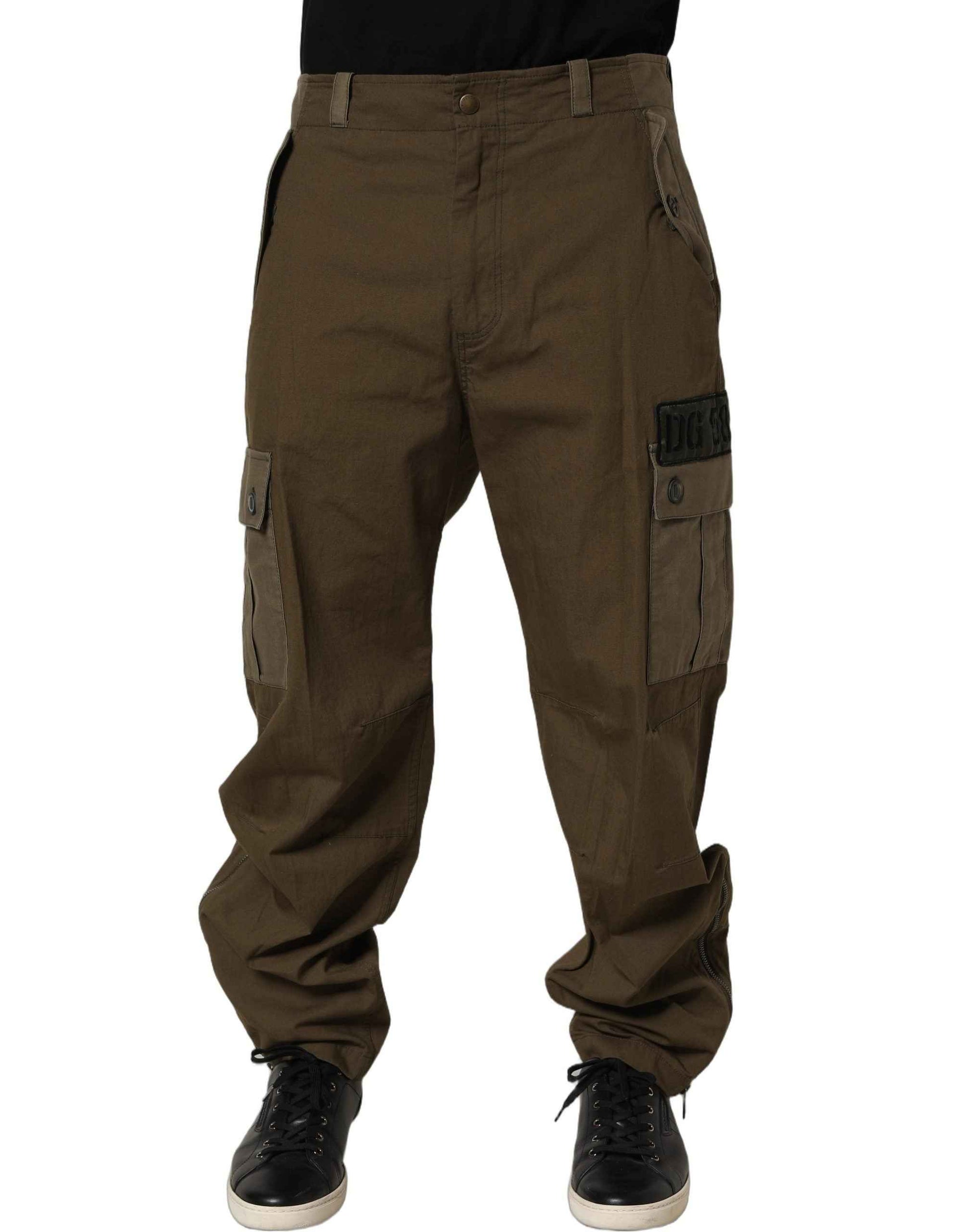 Brown Mid Waist Straight Cargo Trouser Pants
