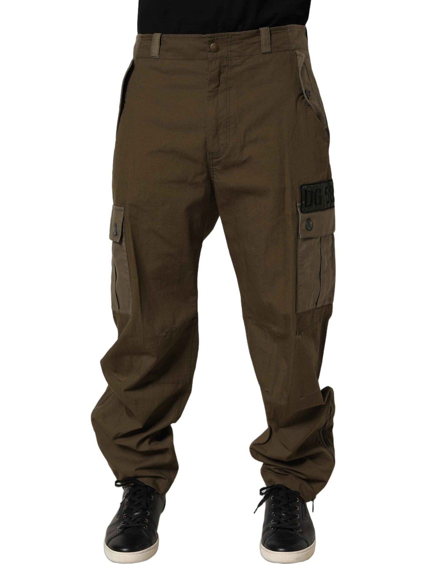 Brown Mid Waist Straight Cargo Trouser Pants