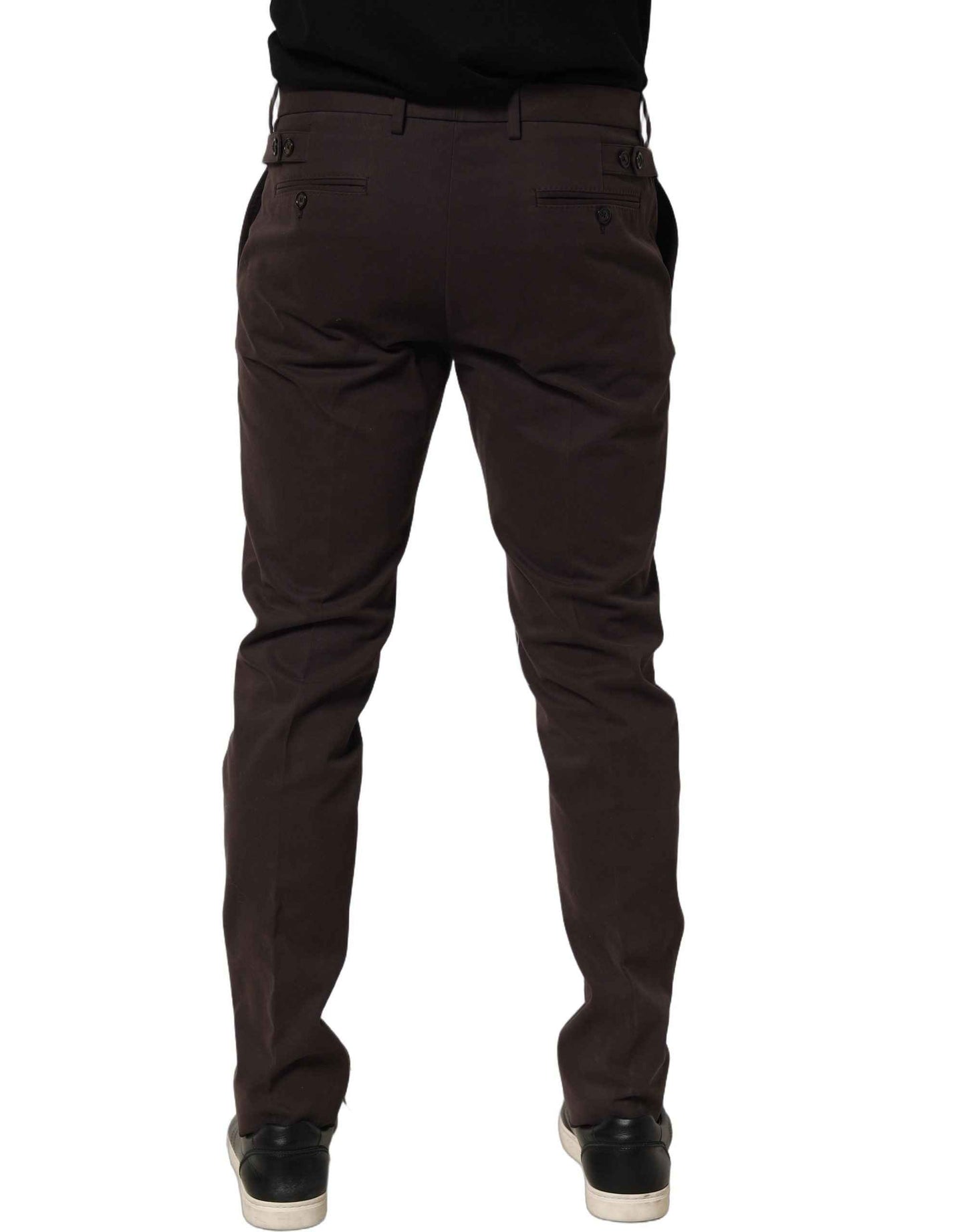Brown Cotton Skinny Leg Dress Trouser Pants