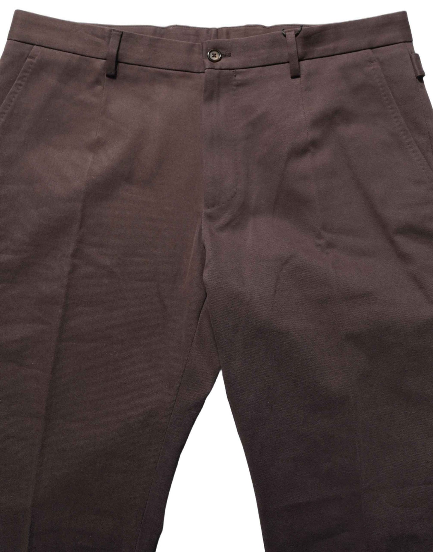 Brown Cotton Skinny Leg Dress Trouser Pants