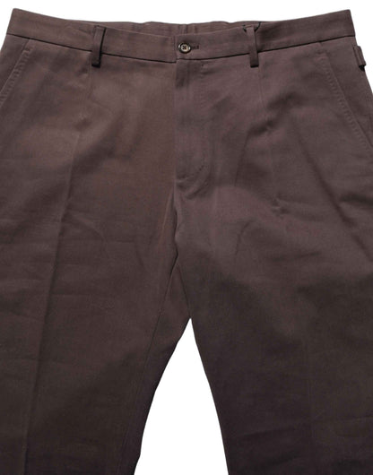 Brown Cotton Skinny Leg Dress Trouser Pants