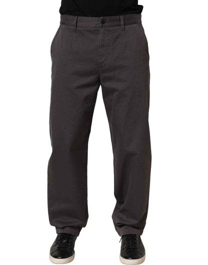 Dark Gray Cotton Straight Chino Trouser Pants