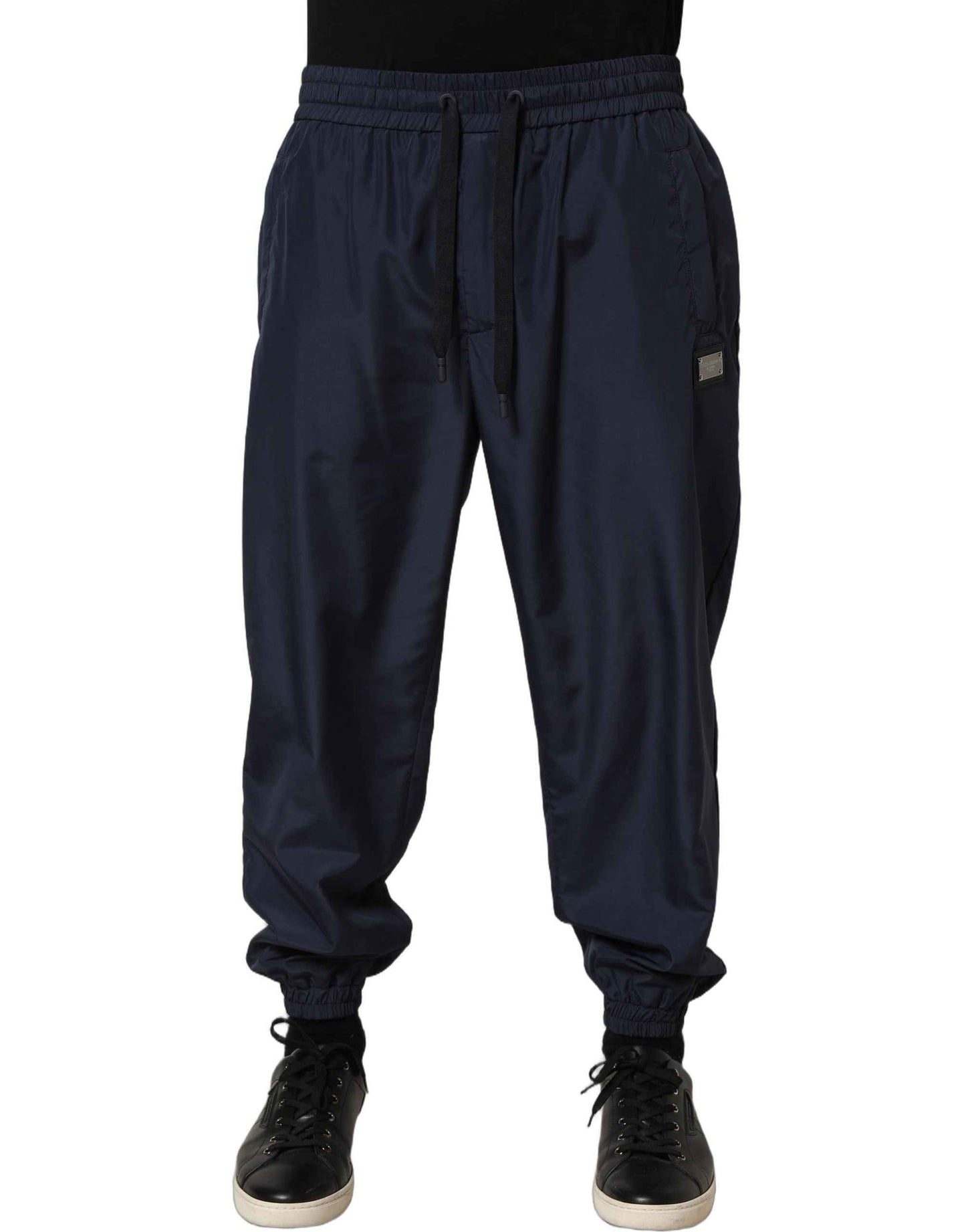 Dark Blue Polyester Jogger Sweatpants Pants