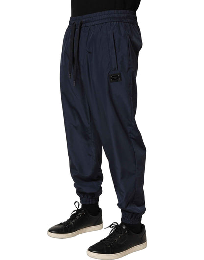 Dark Blue Polyester Jogger Sweatpants Pants