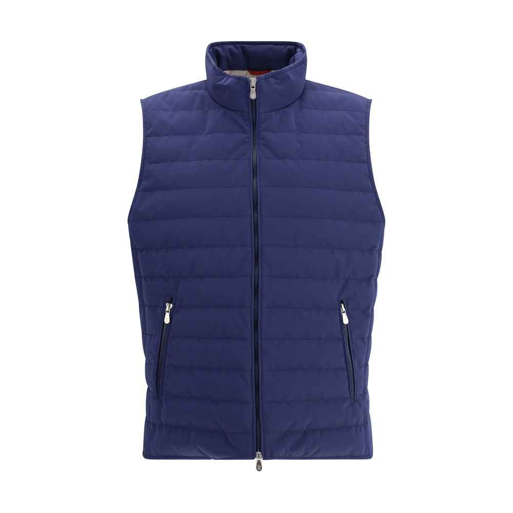 Blue Polyester Sleeveless Jacket