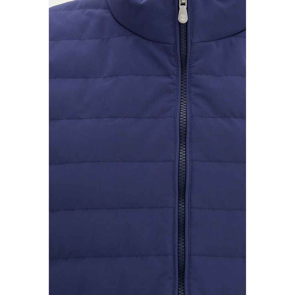 Blue Polyester Sleeveless Jacket