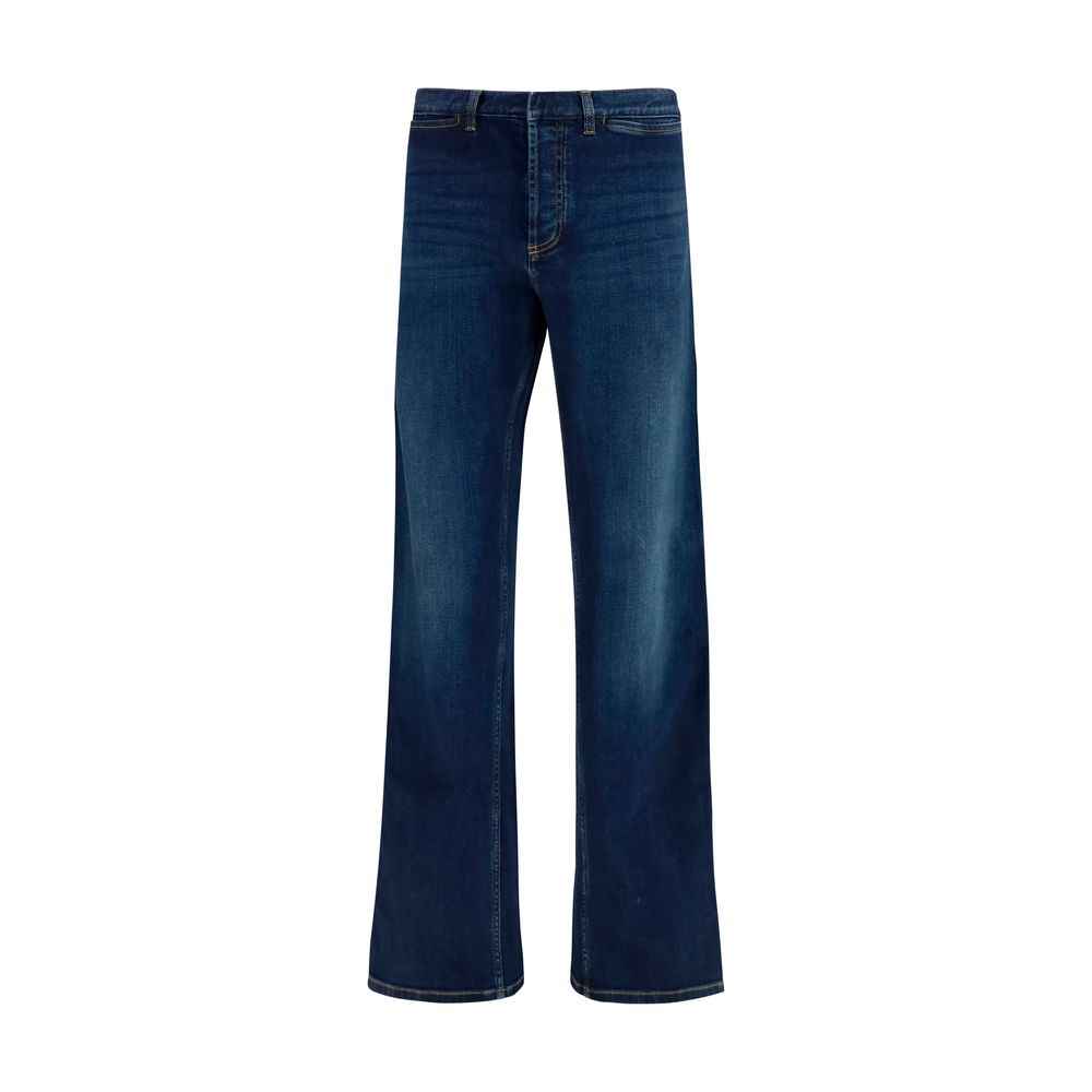Blue Cotton Flared Jeans