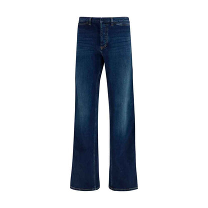 Blue Cotton Flared Jeans