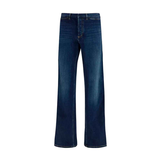 Blue Cotton Flared Jeans