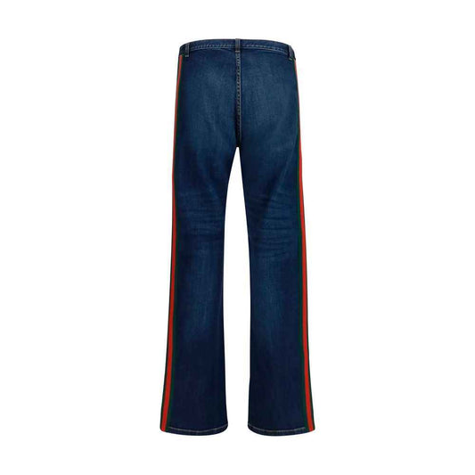 Blue Cotton Flared Jeans