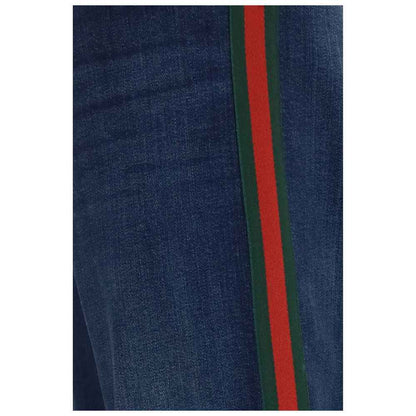 Blue Cotton Flared Jeans