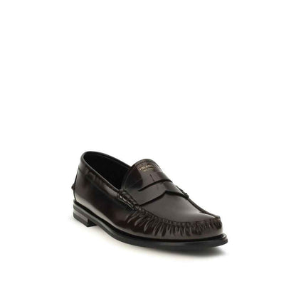 Brown Calf Leather Bos Taurus Slip-On Loafers
