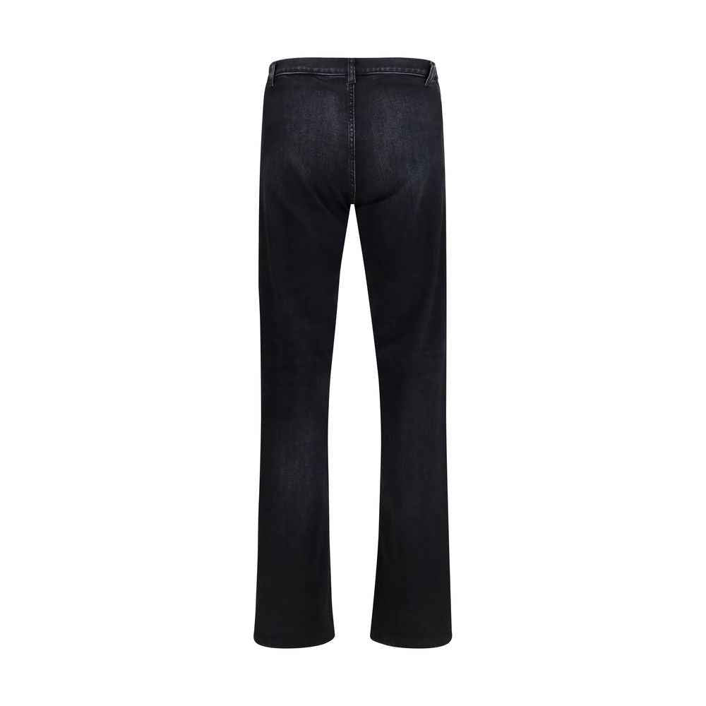 Black Cotton Flared Jeans