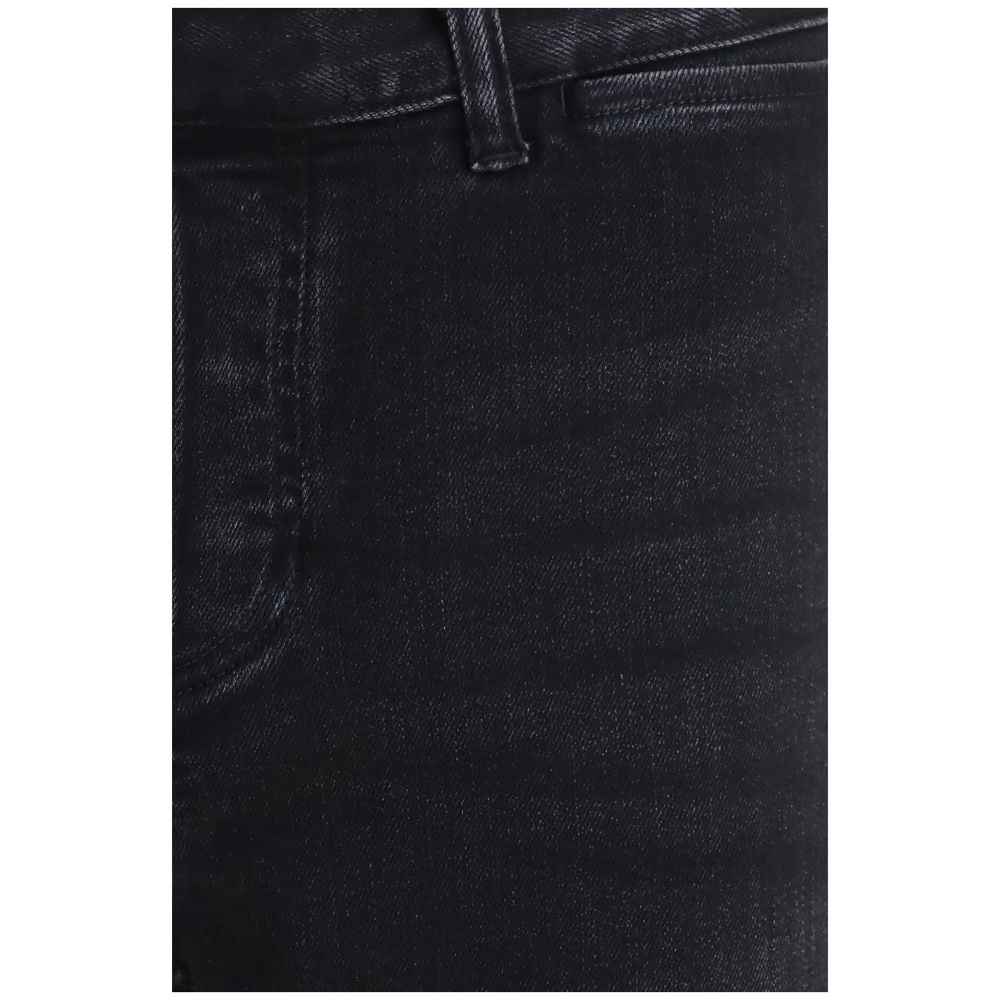 Black Cotton Flared Jeans