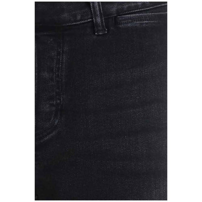 Black Cotton Flared Jeans