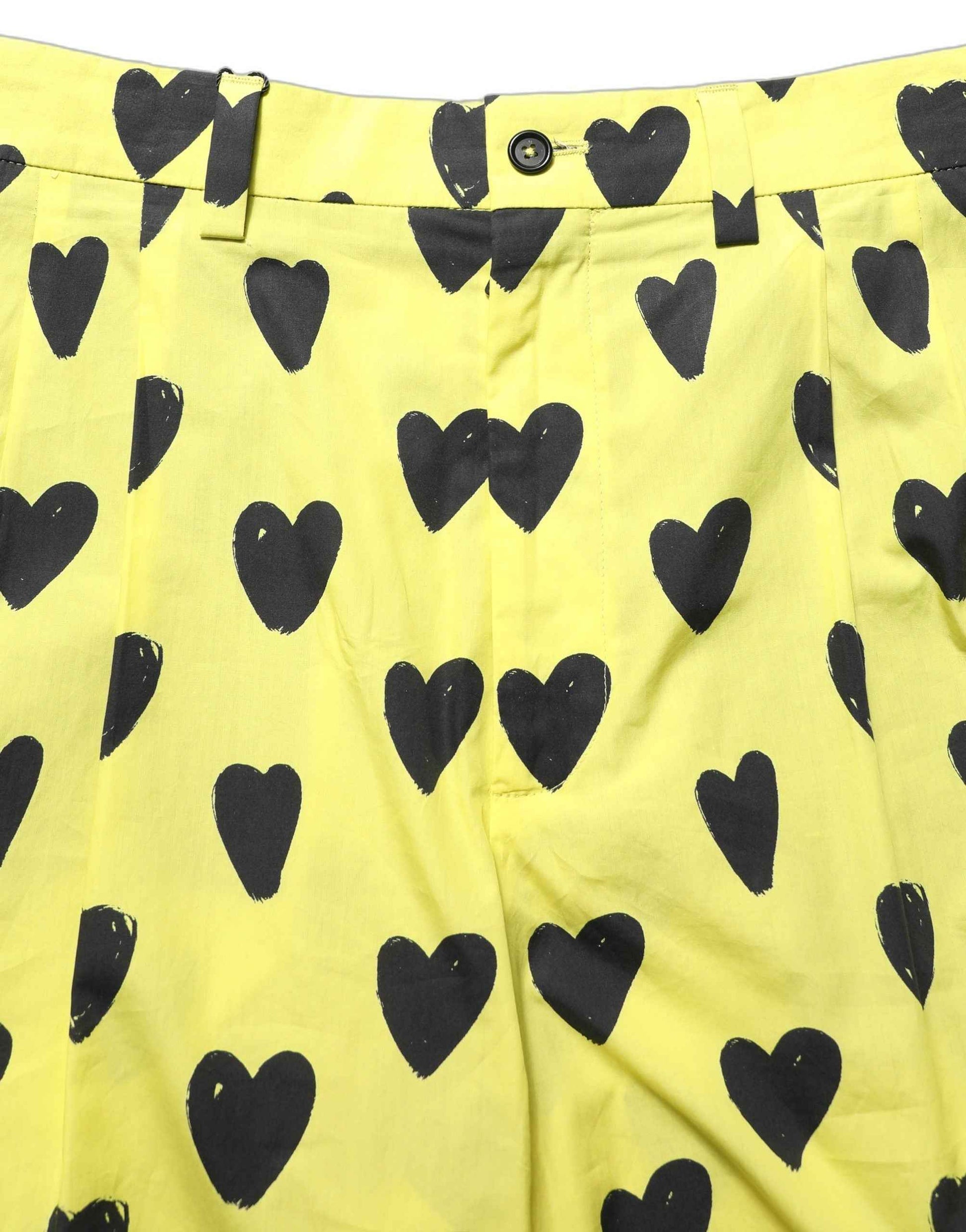 Yellow Cotton Heart Print Men Bermuda Shorts