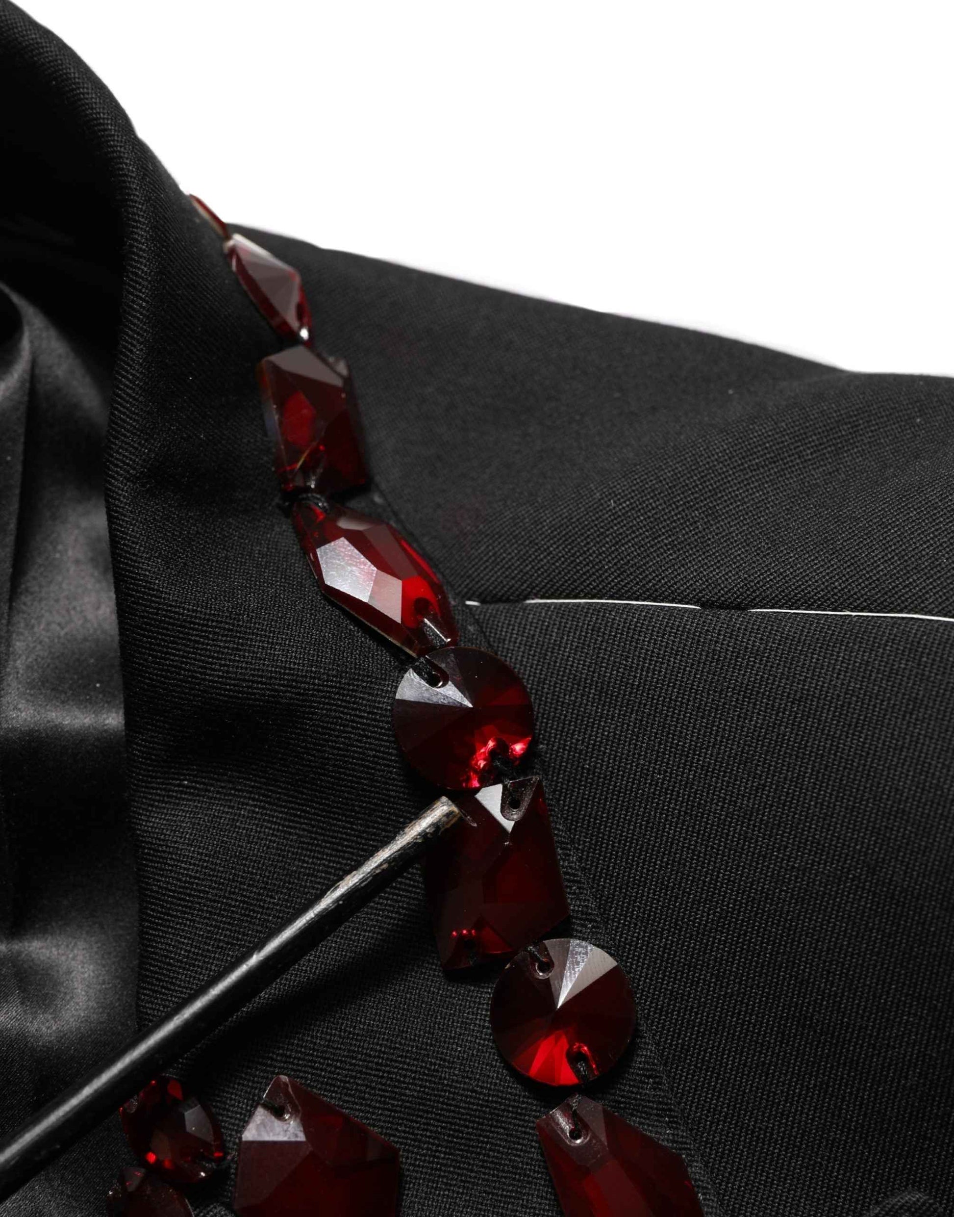 Black Wool Crystal Embellished 2 Piece Suit