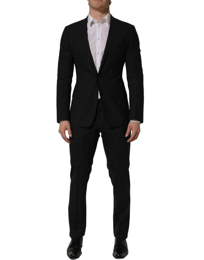 Black Wool Slim Fit Formal 2 Piece Men Suit